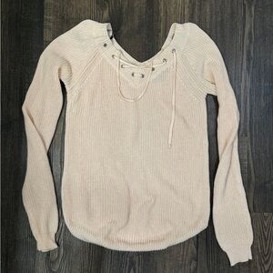 Light pink  Lace-Up Women's Sweater XS
